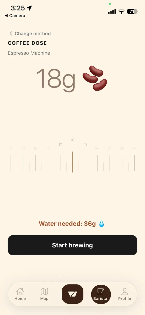 Barista Mode screen